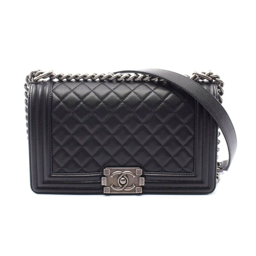 Chanel Boy Shoulder Bag Caviar Skin Black